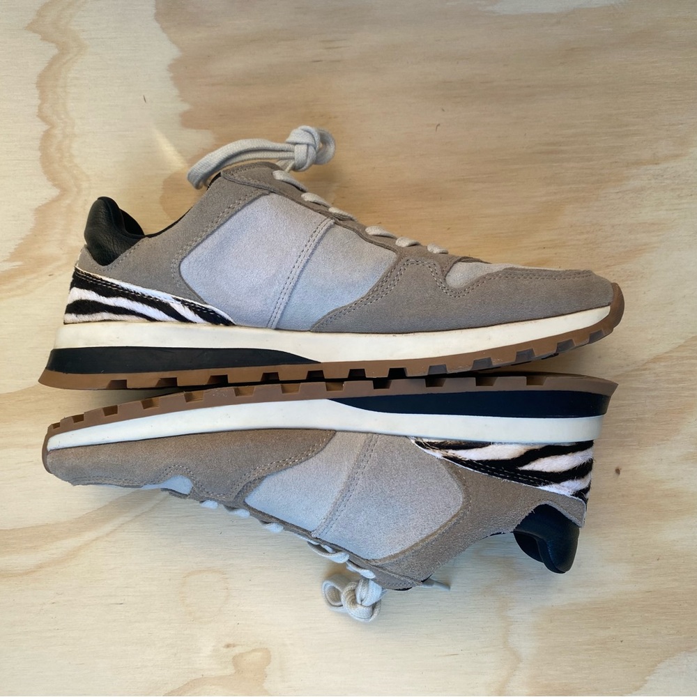 Zara Tan, Cream and Black Suede Fashion Lace up Sneaker Shoes Women’s 8 Eu 39
